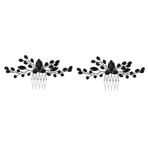 Beaupretty Brautseitenkämme 2 Stück Braut-Kopfschmuck Vintage-Stil Schwarze Strasssteine Kristalle Halloween-Hochzeitsaccessoires Mädchen Dekorativ Damen-Seiten-Brautjungfernkämme Kamm von Beaupretty