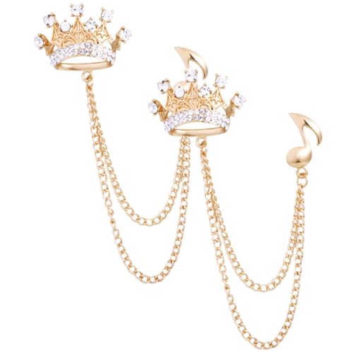 Beaupretty 2 Stück Broschen Anstecknadeln Krone und Musiknote Goldfarbene Schmucknadeln für Herren Schal und Anzug Accessoires Langlebig und Vielseitig Einsetzbar von Beaupretty