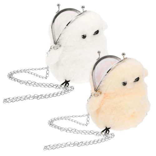Beaupretty 2 Stück Cartoon Hühner Münzbeutel für Damen Teiliges Süßes Change Wallet mit Kette Flauschige Aufbewahrung für Münzen Karten und Schmuck Praktische Handtasche für Unterwegs von Beaupretty