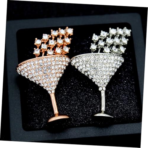 Beaupretty 2 Stück Chic Cocktailglas Brosche Damen Anstecknadel mit Strass Modeaccessoire Kleines Geschenk für Party Fest Bankett Kreative Metallbrosche Farbe Zufällig Zufällige Farbe von Beaupretty