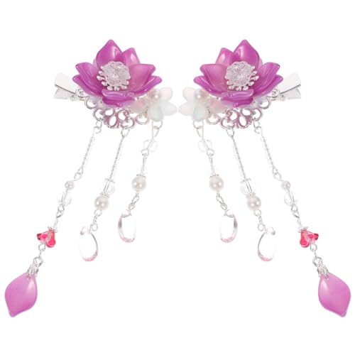 Beaupretty 2 Stück Chinesische Blumen-Haarspangen Mit Quaste Metall-Haarspangen Haarnadel-Haarklammern Haarklammern Kiefer-Haarspangen Hanfu-Haar-Accessoires Für Frauen Und Mädchen von Beaupretty