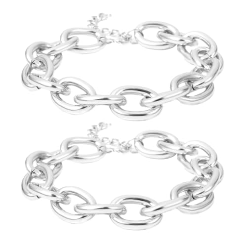 Beaupretty Klobige Punk Halskette 2 Stück Gliederkette Aluminium Hip Hop Choker für Frauen Retro Langlebiges Design von Beaupretty