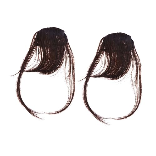 Beaupretty 2 Stück Clip in Luftfransen Haarteile für Damen Ultra Dünne Echthaarfransen in Hellbraun Atmungsaktiv und Einfach zu Verwenden für Alltag Partys und Cosplay von Beaupretty