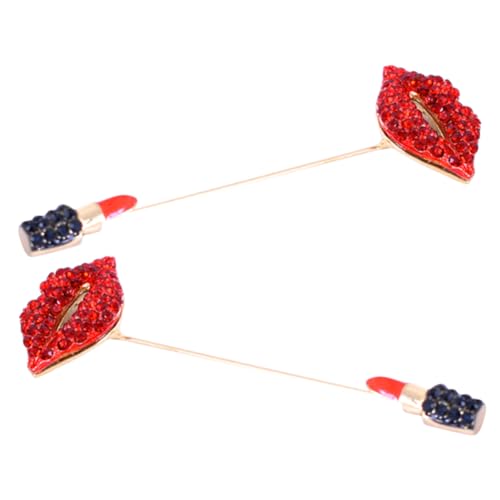 Beaupretty Lippenstift Brosche 2 Stück Strass Anstecknadel Für Damen Zinklegierung Modische Kleidung Dekoration Für Anlässe Wie Valentinstag Oder Abschlussball von Beaupretty