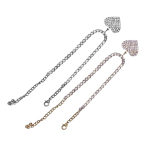 Beaupretty 2 Stück Damen Fußkettchen mit Funkelnden Herzanhängern Verstellbare Strass Fußkette Legiertem Modischer Fußschmuck für Frauen und Mädchen Leicht und Hautfreundlich von Beaupretty