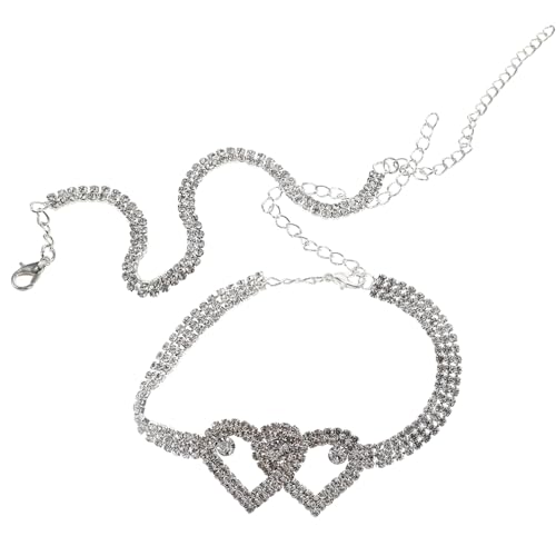 Beaupretty 2 Stück Damen Fußkettchen mit Herz Anhänger Funkelnde Strass Designs Sommerliche Schmuckstücke für Strand und Alltag Verstellbar als für Frauen von Beaupretty