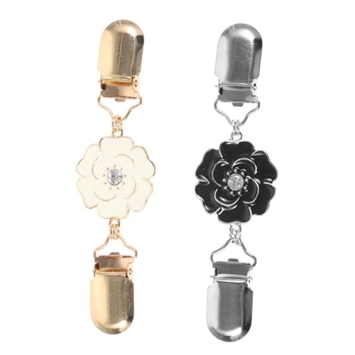 Beaupretty 2 Stück Damen Pullover Clips Blumenbrosche Strickjacken Clip Kragenverschluss Vielseitig als Schalclip Cardigan Schmuck Weiß Schwarz von Beaupretty