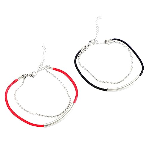 Beaupretty 2 Stück Doppeltes Schichtenarmband Titanstahl Teiliges Rot und Schwarz Modisches Handgelenkschmuck für Frauen für Partys und Besondere Anlässe von Beaupretty