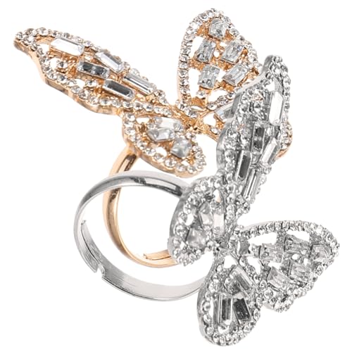 Beaupretty 2 Stück Elegante Schmetterling Fingerringe Damen Ring aus Legierung mit Funkelnden Zirkonia Modisch Vintage Hautfreundlich und Langlebig für Alltag und Party von Beaupretty