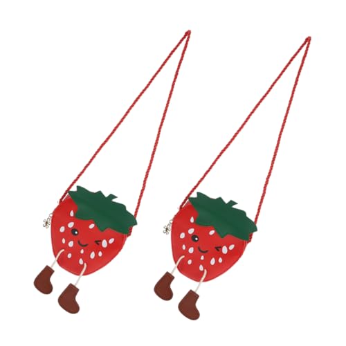 Beaupretty 2stücke Erdbeer-umhängetasche Für Kleine Mädchen Kleine Schultertasche Aus Pu Erdbeer-Handtasche Mit Verstellbarem Riemen Tasche in Erdbeerform Für Junge Mädchen Aufbewahrungstasch von Beaupretty