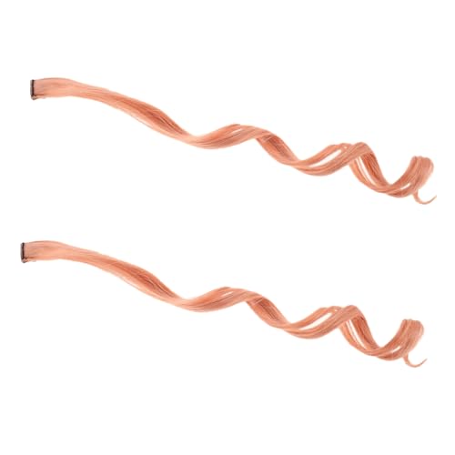 Beaupretty 2stücke Wellenförmige Färbende Clip-in Haarverlängerungen Für Damen Und Mädchen Leicht Rosa Synthetische Haarteile Für Partys Und Cosplay Unsichtbare Farb-highlights von Beaupretty