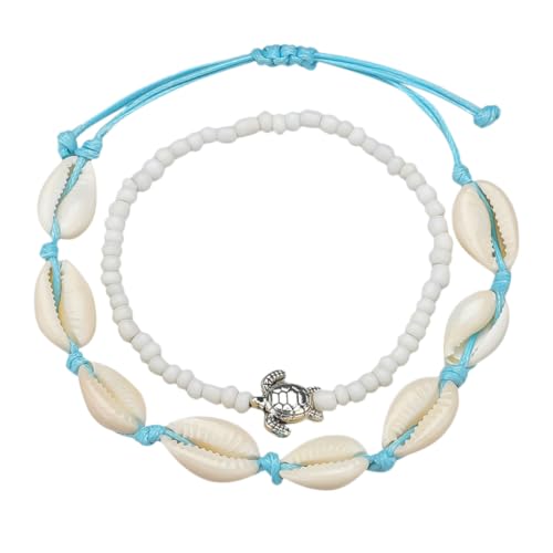 Beaupretty 2 Stück Fashion Fußkettchen Damen Teiliges Vintage mit Muschelperlen Verstellbare Strand Knöchelketten Schmuck Langlebig und Modisch für Sommer und Alltag von Beaupretty