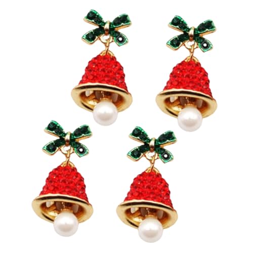 Beaupretty 2 Stück Festliche Ohrringe mit Roten Schleifen und Glöckchen Baumelnde Weihnachts Accessoires mit Silberstiften Funkelnde Ohrhänger für Weihnachts und Neujahrsfeiern von Beaupretty