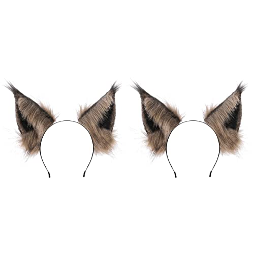 Beaupretty Kuscheltier 2 Fuchsband Wolf Kopfschmuck Ohren Ausgefallene Requisite Haarband Fell Plüsch Creolen Zubehör Katze Geformter Erwachsene Leistung Künstlich Simulierte Stofftier von Beaupretty