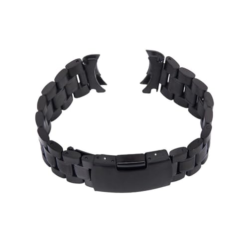 Beaupretty 2 Stück Gebogenes Ende Edelstahl Uhrenarmband Herren Damen Robustes Solides Gliederarmband mit Faltschließe und Federstege Schwarz Langlebiges Ersatzarmband Uhr von Beaupretty