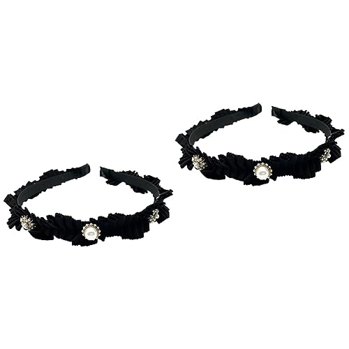 Beaupretty 2st Falten Stirnband Stirnband Frauen Tuch Retro-haarband Haarschmuck Für Frauen Haarschmuck Für Damen Haarbänder Für Damen Strass-stirnband Stoff Fräulein Imitationsperlen von Beaupretty