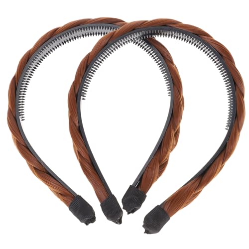 Beaupretty 2st Geflochtenes Stirnband Haarschmuck Für Zöpfe Geflochtene Haarstirnbänder Geflochtene Stirnbänder Perücken Mädchen Stirnband Fräulein Ein Körper Hochtemperaturdraht Ausgabekarte von Beaupretty