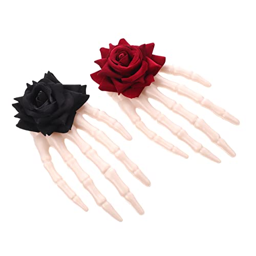 Beaupretty 2 Stück Geisterhand-Rosen-Haarspangen Mit Rosendekor Juwelenbesetzte Haarspangen Haarspangen Für Mädchen Halloween-Haarnadel Halloween-Kopfschmuck Halloween-Haarspange von Beaupretty