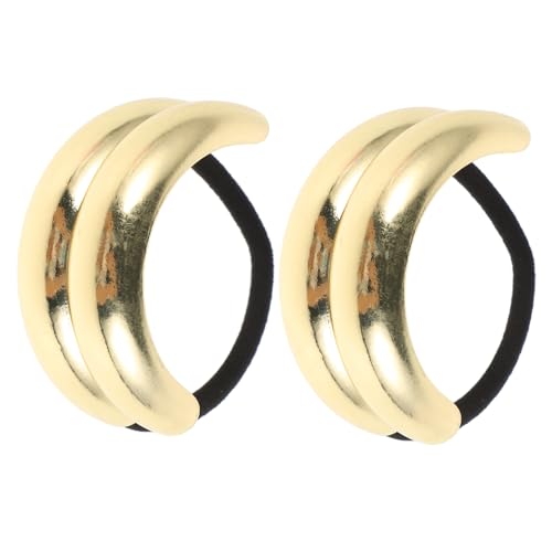 Beaupretty 2stücke Elastische Haargummis Mit Geometrischem Metall- Elastische Haartie Für Pferdeschwanz Haaraccessoires Für Und Mädchen Dekorative Haargummis Schwarz Und Gold von Beaupretty