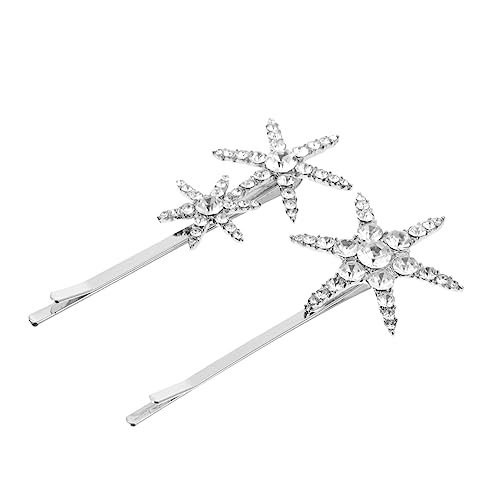 Beaupretty 2 Stück Glitzer Strass Haarklammern im Stern Design für Damen Dekorative Haarspangen für Partys Hochzeiten und Besondere Anlässe Silberfarben von Beaupretty