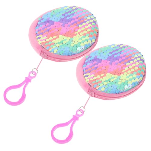 Beaupretty 2 Stück Glitzernde Runde Damen Geldbörse Kleine Clutch aus Festem Kompakt und Funkelnd Modisch für Besondere Anlässe Rosa Pastellfarben Langlebig und Handlich von Beaupretty