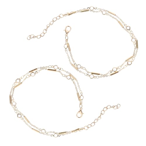 Beaupretty 2stücke Fußkettchen Für Damen Goldene Fußkettchen Für Damen Fußkettchen Für Damen in Gold Doppel Layered Fußkettchen Armbänder Einstellbare Für von Beaupretty
