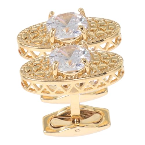 Beaupretty 2 Stück Goldene Manschettenknöpfe mit Zirkonbesatz Französische Hemd Accessoires Funkelnde Schmuckstücke für Herren Geeignet für Business und Formelle Anzüge von Beaupretty