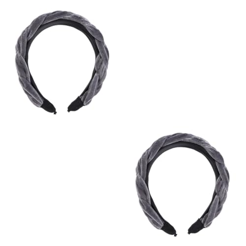 Beaupretty 2 Stück Graue Perückengesicht Für Haarband Mädchen Waschen Und – Geflochtene Accessoires Puffy Makeup Style Hard Hoop Hochzeitsband Klassische Geknotete Stirnbänder Zopf von Beaupretty