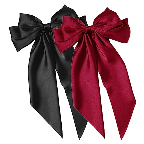Beaupretty 2 Stück Große Haarschleifen Haarspangen Satin Schleifen Haarclips für Frauen Mädchen Oversized Design Haaraccessoires Schwarz und Weinrot Einfach zu Befestigen Vielseitig von Beaupretty