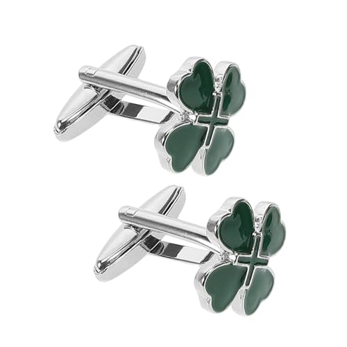 Beaupretty 2stücke Herren Manschettenknöpfe Grüne Vierblättrige Kleeblatt-design Legierungsmaterial Irische Motive Schmuck Für Hemdkragen Geeignet Für Geschäft Und Party von Beaupretty