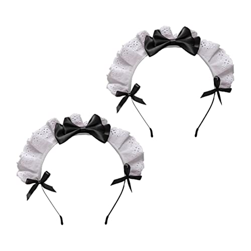 Beaupretty 2 Stück Haarreifen mit Schleifen für Mädchen Lolita Haarschmuck Kopfbedeckung für Cosplay Partys und Feste Leichtes und Komfortables Design Schwarz von Beaupretty