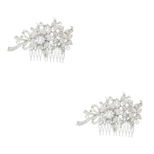 Beaupretty 2st Diamant-haarkamm Haarkamm-clip Haarschmuck Haarkämme Für Frauen Bowknot-haarkamm Frauen Haarkamm Frauen Haarspange Haarkamm Mit Blumenmuster Kristallblume Hochzeitskleid Braut von Beaupretty