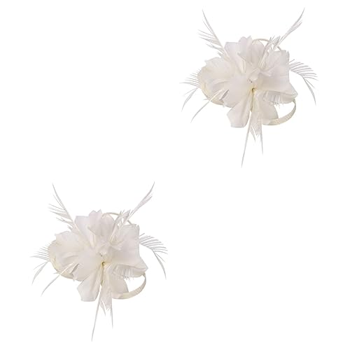 Beaupretty 2 Stk Blumenhaarspangen Für Frauen Fascinator-haarspange Für Damen Mini-tea-party-hüte Für Damen Accessoires Für Teenager-mädchen Faszination Für Feder Fräulein Piratenhut Weiß von Beaupretty