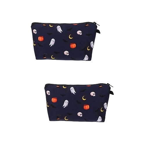 Beaupretty 2st Halloween-Kosmetiktasche Kosmetiktaschen Halloween-kulturbeutel Kulturbeutel Für Damen Schminktaschen Für Damen Clutch-Make-up-Tasche Polyester Fräulein Schreibwaren Zahnbürste von Beaupretty