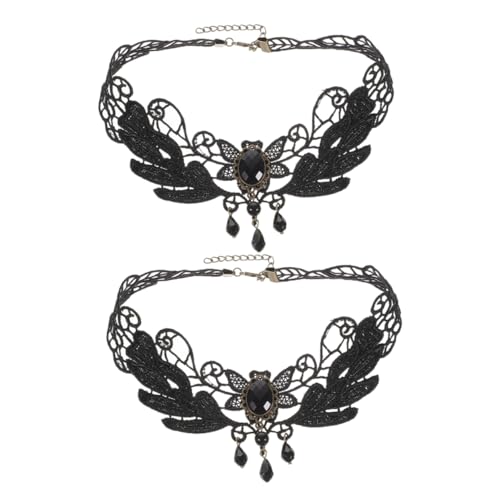 Beaupretty 2 Stück Halskette für Damen Schwarze Spitze für Halloween Karneval Partys Verstellbar Langlebig Vielseitig Perfektes Vampir Accessoire von Beaupretty