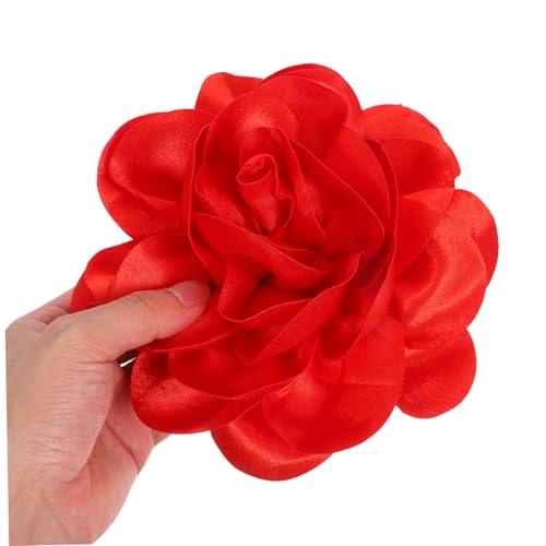 Beaupretty 2 Stück Handgefertigte Große Satin Blumenbroschen Stoffblumen Anstecknadeln für Hochzeit Party Damenkleidung Mäntel Schals und Taschen Rot von Beaupretty