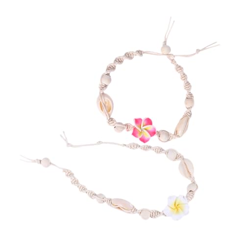 Beaupretty 2 Stück Hawaii Fußkettchen für Damen Verstellbar Geflochtenes Boho mit Muscheldekor für Strand Hochzeit Eleganter Sommer Schmuck für Frauen von Beaupretty