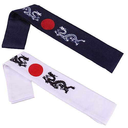 Beaupretty 2 Stücke Japanisches Stirnband Atmungsaktives Karate Stirnband für Männer Schweißabsorbierend für Sport und Kochen Dekoratives Chef Kopfbedeckung von Beaupretty