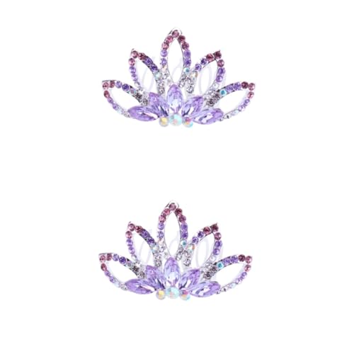 Beaupretty 2 Stk Hochzeitshaarschmuck Für Bräute Seite Kopfbedeckung Für Damen Strass Kinder Stirnband Kinder Kleine Lampenschirme Aus Glas Hochzeit Haarspange Kamm Prinzessin Braut Violett von Beaupretty