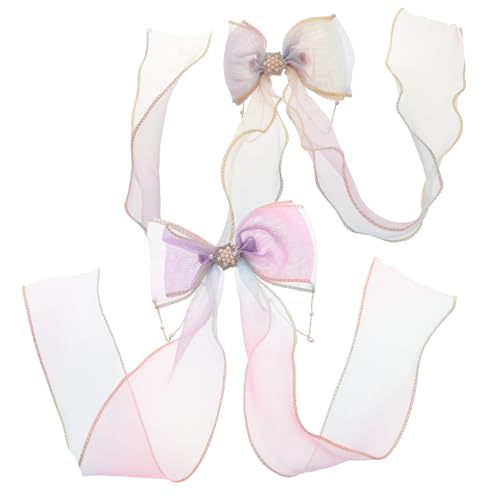 Beaupretty 2 Stück Kleine Schleifen haarspangen mit Langem Band Leichte Haarklammern für Damen und Mädchen Stilvolle Haarschleifen für Hochzeit Party Alltag Hochwertiger Stoff Zartes Design von Beaupretty