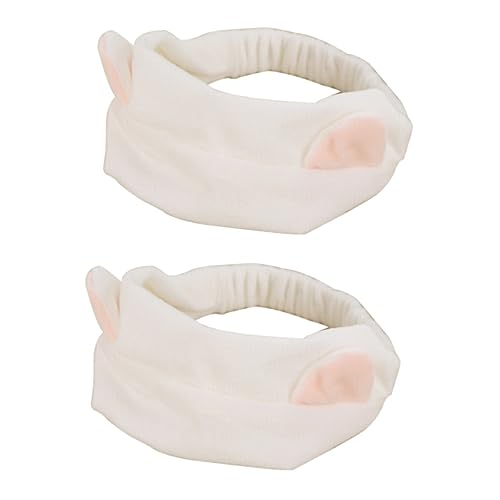 Beaupretty 2st Kosmetische Stirnbandohren Ohr Stirnband Make-up-stirnband Make-up-dusche-stirnband Dehnbar Fadenkreuz Wickeln Make-up-haarreifen Waschen Des Kopfwickels Lipgloss Bilden Weiß von Beaupretty