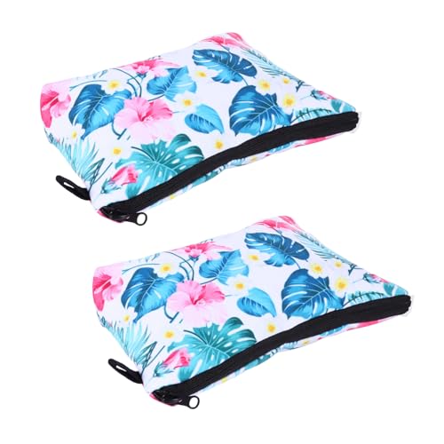 Beaupretty 2st Clutch Für Kosmetiktaschen Mini-Make-up-Tasche Aufbewahrungstasche Kosmetiktasche Mit Blauer Blattblume Reisekosmetiktasche Für Damen 3D Digital Aufbewahrungskiste Polyester von Beaupretty