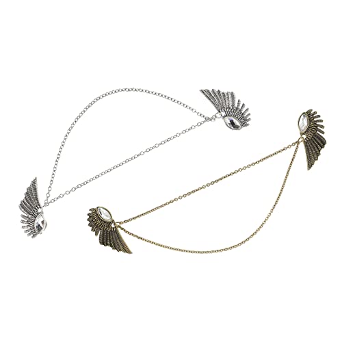 Beaupretty 2 Stück Kragenclip mit Flügel Brosche Vintage Schal Clip für Shirts Cardigans Modisches Accessoire für Damen Antik Silber Antik Bronze von Beaupretty