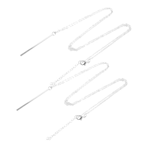 Beaupretty 2 Stück Lange Einfache Halsketten mit Stab Anhänger Silberfarbene Strickpullover Ketten für Damen und Mädchen Modischer Charm Schmuck für Alltag und Party von Beaupretty