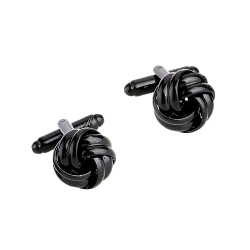Beaupretty 2 Stück Manschettenknöpfe Herren Schwarz Knoten Design Klassisch Stilvolle Cufflinks für Business Hochzeit Hemd Accessoire von Beaupretty