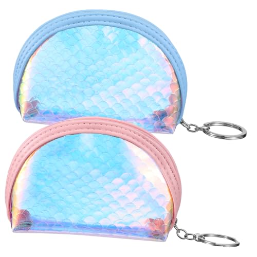 Beaupretty 2 Stück Mini Geldbörse für Mädchen Mermaids Design Kleine Reißverschluss Täschchen und Blau für Münzen Schlüssel oder Kleine Accessoires von Beaupretty