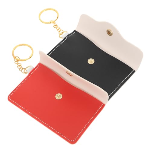 Beaupretty 2 Stück Mini Pu münzgeldbörse mit Schlüsselanhänger Modische Geldbörse für Damen Karten Kleingeldaufbewahrung Robustes Portemonnaie in Schwarz und Rot als Tablet Schlüsselhalter von Beaupretty