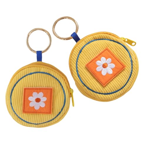 Beaupretty 2 Stück Mini-geldbörse Brieftasche Für Kartenhalter Kleine Veränderungspanne Kleiner Geldbeutel-schlüsselanhänger Kleine Reißverschlusstasche Kleines Münztäschchen Cord Gelb von Beaupretty