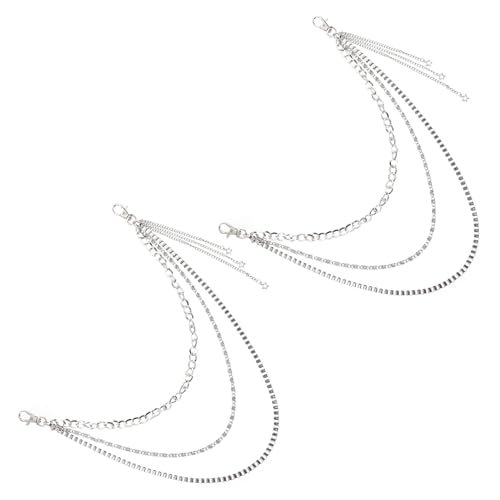 Beaupretty 2 Stück Mode Herren Hosenkette Teilig Retro Doppelstreifen Jeans Kettengürtel mit Anhänger Hip Hop Accessoire von Beaupretty