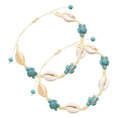 Beaupretty 2stücke Ozeanisches Armband Mit Muscheln Und Schildkrötenanhängern Boho-fußschmuck Strandarmband Sommer-armband Souvenirarmband Für Und Strand von Beaupretty